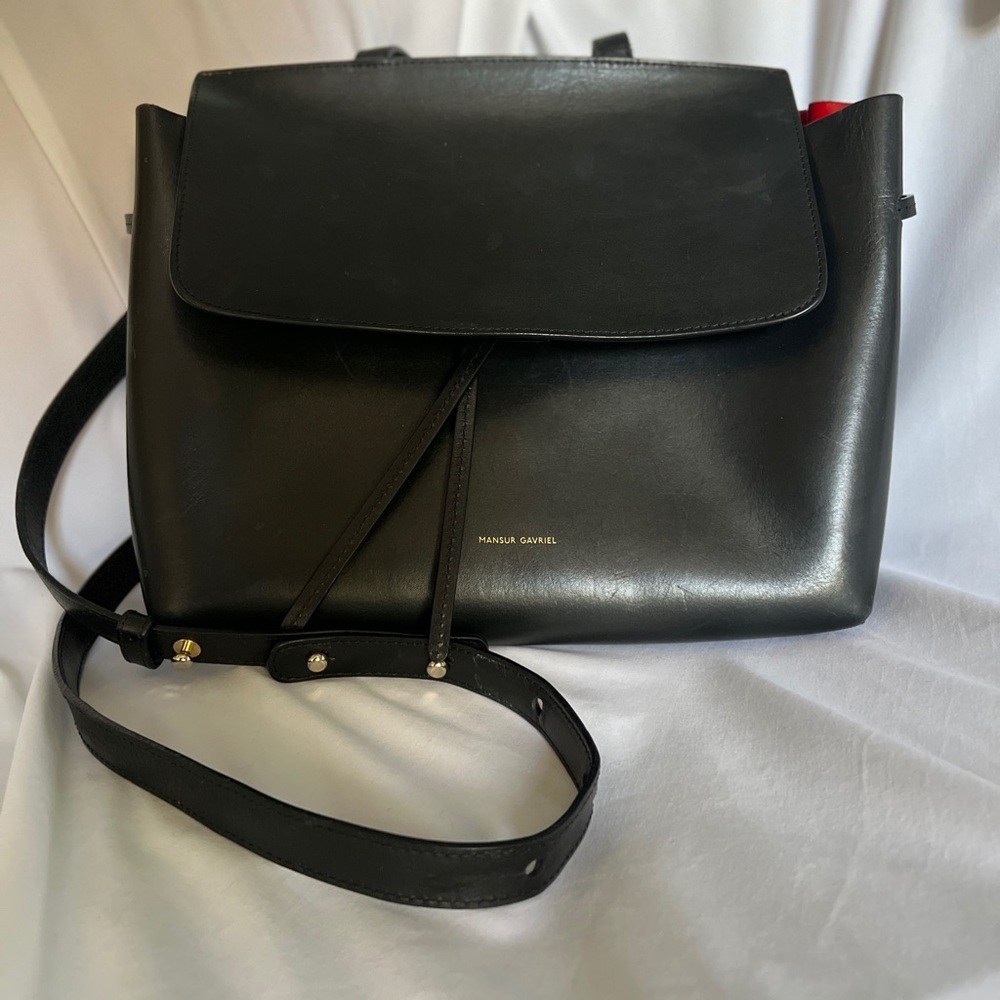 Mansur Gavriel Lady Bag -Black with Flame Red Interior